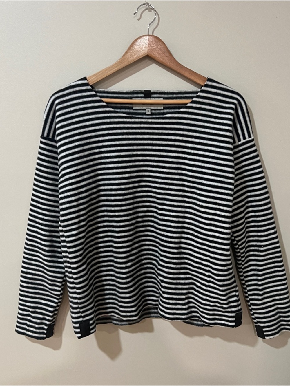 Henriette Steffensen Copenhagen Fleece Sweater Size Small Stripe Lagenlook Baggy